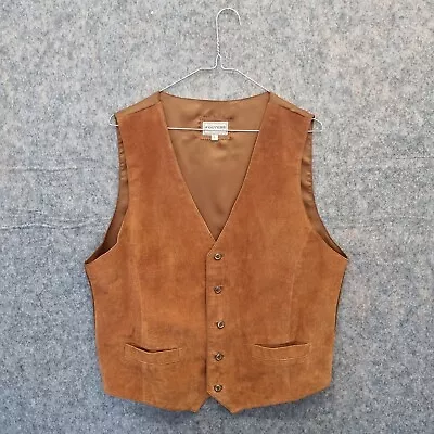 Vintage Fosters Trading Waistcoat Large Tan Suede Leather Retro Western Vest • £29.95