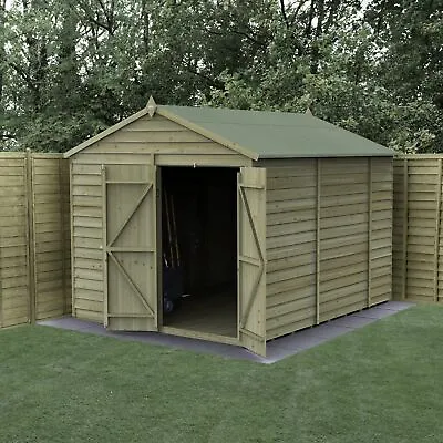 Forest 4Life 8x10 Apex Shed Double Door No Window Garden Storage Free Delivery • £879.99