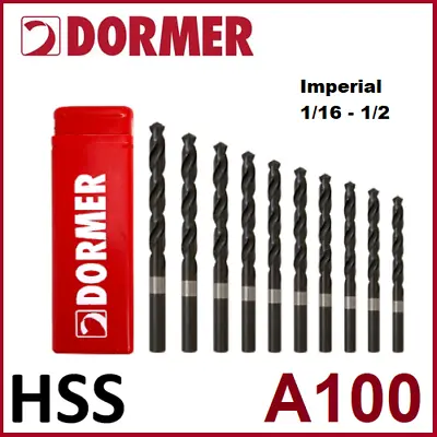 DORMER A100 HSS Jobber Drills Imperial - Various Sizes - Steam Tempered.  • £106.65