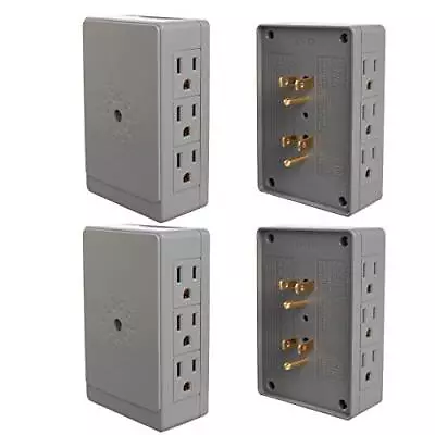 Litesun 4 Pack Side Entry Outlet Plug 6-Way Electrical Socket Splitter Wall Tap • $44.92