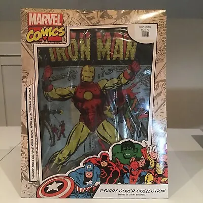 Marvel Comics Cover Collection Boxed Cotton T-Shirt.  Iron Man. Size: XL .Yellow • £9.99