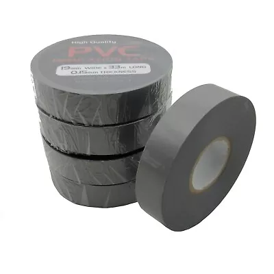 Grey PVC Insulation Tape - Flame Retardant - 19mm X 33m 5 Roll Pack • £6.49