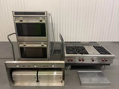 Wolf RT486G 48 6 Burner & Griddle W/ 48 Vent A Hood & Wolf Double Oven DO30F/S • $1