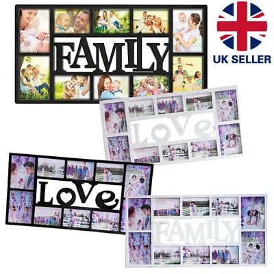 Family Love 10 Multi Aperture Photo Picture Frame Holds 6''X4'' 5''X7'' Photos • £11.99