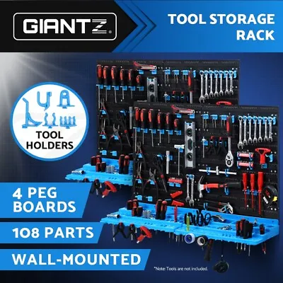 Giantz 108 Storage Bin Rack Wall Mounted Tools Organiser  Peg Wall Bench Garage • $58.95