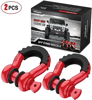 Nilight 3/4  D-Ring Shackles 4.75 Ton Isolators & Washer Kit For Jeeps ATV UTVs • $26.98