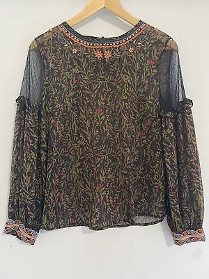 Zara Women’s Size M Shear Floral Shirt Long Sleeves • $12