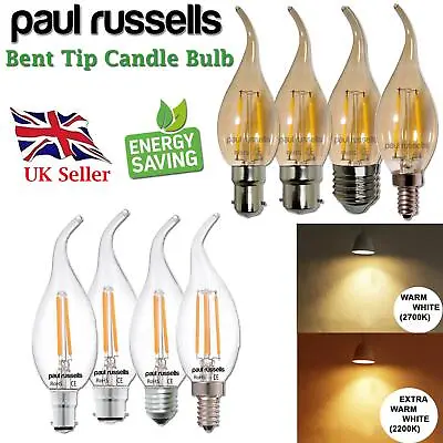 £6.99 • Buy LED Bulb Candle Flame Filament Light Amber Warm White Bayonet Edison Screw Bulbs