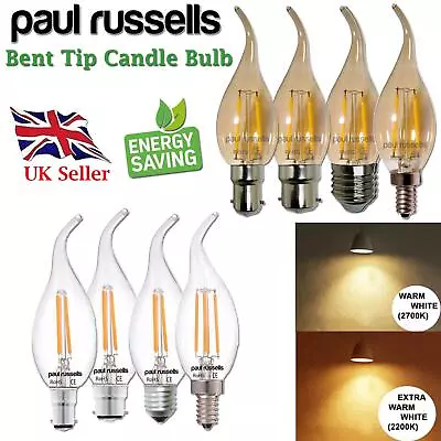 £34.99 • Buy LED Bulb Candle Flame Filament Light Amber Warm White Bayonet Edison Screw Bulbs