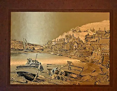 Metal Etching Boats On Shore Picture Souvenir Of Hawaii European Art Company  • $19.99