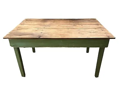 Antique American Harvest Farm Table/Desk (Random Plank Top/Original Green Painte • $550