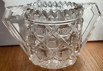 Antique Eapg Cambridge Glass Co SUGAR BOWL Vtg Pot Near Cut Jar Saw Tooth Handle • $39.99