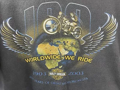 VTG Harley Davidson 100th Ann 1903-2003 Worldwide We Ride Puerto Rico Made USA • $49.87