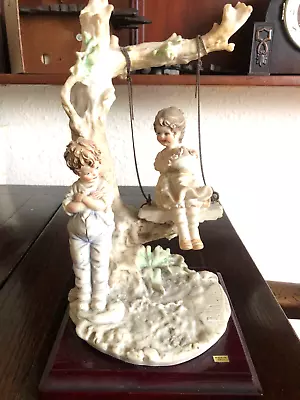 Vintage Capodimonte B.Merli Boy With Girl On Swing Large Figure Signed 1983 • £10