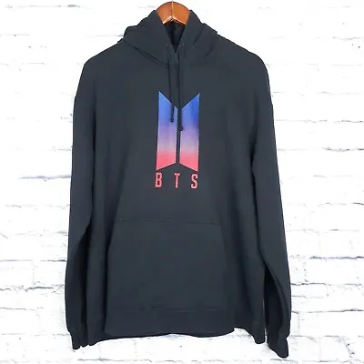 BTS K Pop Long Sleeve Hoodie Sweatshirt Size XL Black • $24.99