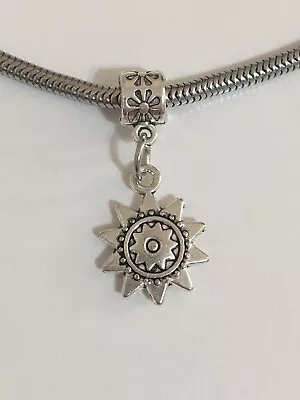 European Silver ￼Sun ￼Charm Slider Bead For Necklace/European Snake ￼Bracelets • $10.95