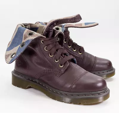 Dr. Martens Aimilie Womens Size US 7 Brown Leather Fold Over Nine Eye Boots • $150