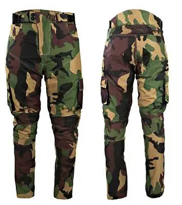 Camo CE Armour Textile Waterproof Motorbike Motorcycle Trousers Jeans Pants Army • £38.99