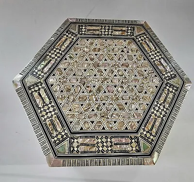 Handmade Egyptian Mother Of Pearl Mosaic Wooden Jewelry Box 10.5  Wide Wood... • $64
