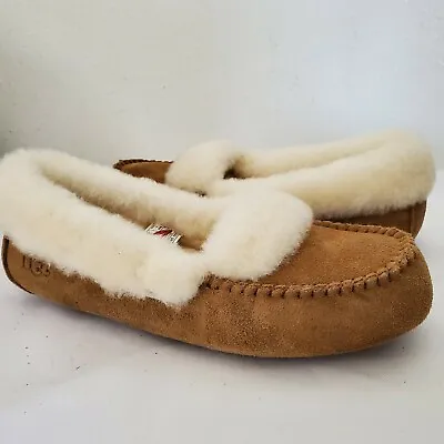 Nwob Womens 7 Chestnut Ugg Dakota Spill Seam Suede Sheepskin Slippers 1112301 • $49.95