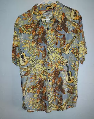 Margaritaville Guitar Hawaiian Soft Rayon Shirt Men's Large L/G Jimmy Buffet • $8.99