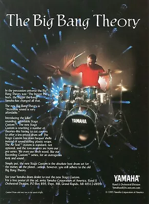 1996 Print Ad Of Yamaha Stage Custom Drum Kit The Big Bang Theory • £9.63