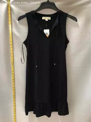 Michael Kors Womens Black Ruffle Keyhole Neck Sleeveless Shift Dress Size Small • $9.99