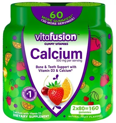 Vitafusion Chewable Calcium Gummies Vitamins (2 Packs Of 80 Counts) • $23.50