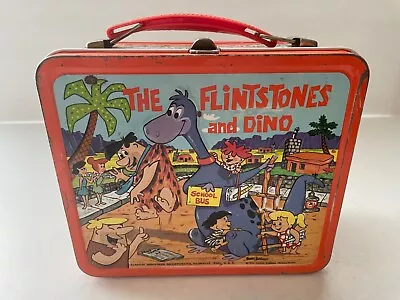 VINTAGE 1962 Hanna Barbera The Flintstones & Dino Aladdin Lunchbox No Thermos • $33