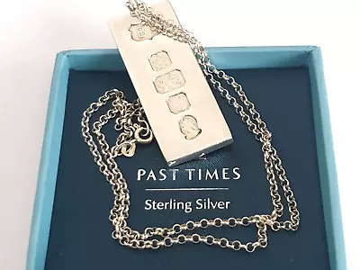 £64 • Buy Vintage Sterling Silver Heavy Ingot Pendant+18  Belcher Chain 33 Gram SHEFF 1977