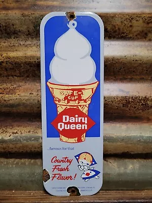 Vintage Dairy Queen Porcelain Sign Ice Cream Parlor Sweet Milk Treat Safe-t-come • $164.62