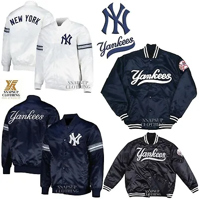 MLB NY Yankees Men's Bomber Style Multi-color Satin Lettermen Varsity Jacket • $99