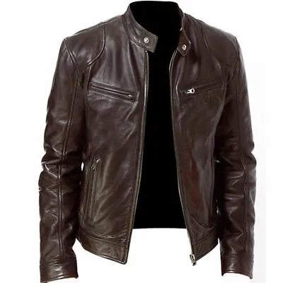 Men's Inception Cobb Vintage Real Leather Brown Mens Motorcycle Leather Jacket • $98