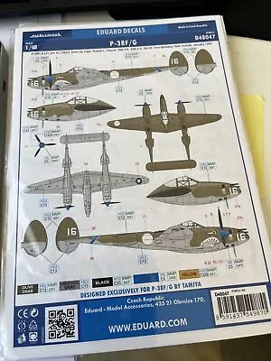 1/48 Eduard Decals #D48047 P-38F/G Lightnings For Tamiya Kit • $19.99