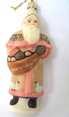 $27.99 • Buy Vaillancourt Folk Art Hand Painted Glass Santa 12 Days Xmas Ornament 6 Geese