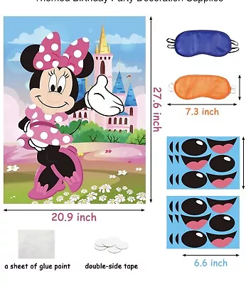 Birthday Party Game- Pin The Nose And Mouth On Minnie Mouse • $12