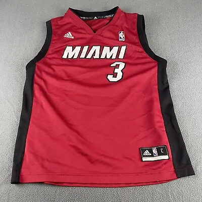 Dwyane Wade #3 Miami Heat Sewn Red Adidas Alternate Jersey Youth Large EUC • $14.95