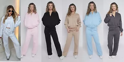 Women Bomber Oversize Baggy 2 Piece Lounge Wear Casual Set Ladies Suit Tracksuit • £19.99