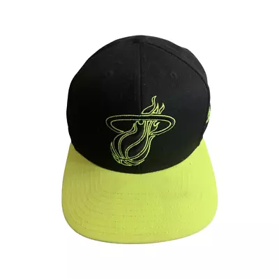 Miami Heat Adidas Black Neon Green  Snapback Hat NBA  Euc Black • $24.99