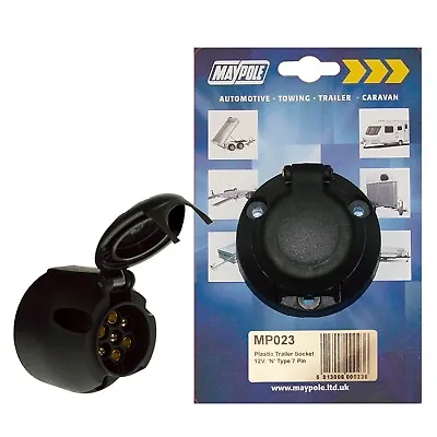 7 Pin Plastic Socket N Type Electrics Plug Caravan Trailer Wiring 12v Mp23 • £4.49