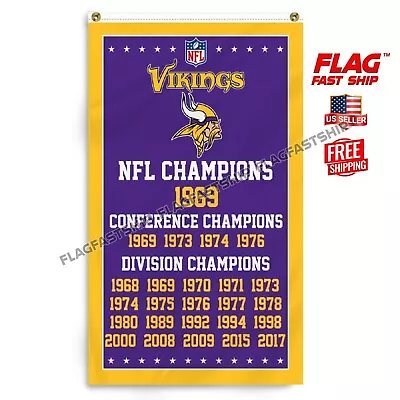 Minnesota Vikings 3x5 Ft Banner Premium Flag NFL Conference Division Champions • $12.98