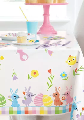 Easter Party Table Cover Colourful Easter Chick Bunny Egg Plastic Tablecover • £3.99