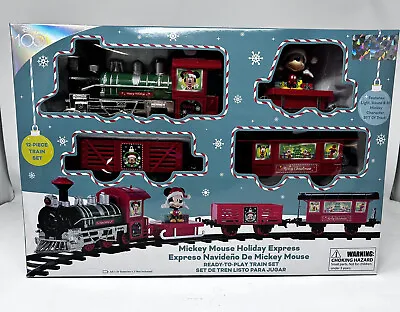 Mickey Mouse Holiday Express 12 Piece Christmas Train Set W/Light & Sound Disney • $29.95