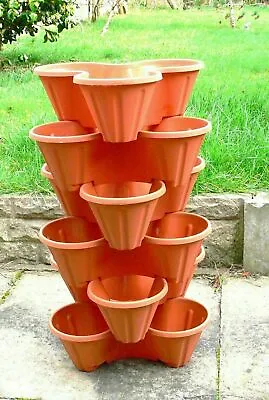 £13.11 • Buy Set Of 6 Trio Stacking Garden Plant Strawberry Planting Herb Flower Pot Planter