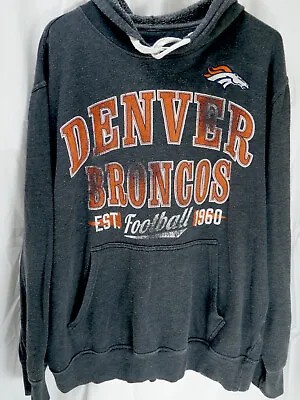 Denver Broncos NFL Team Fleece Football Gray Hoodie Sweatshirt Men's Size XL • $18