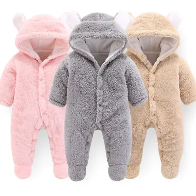 £13.99 • Buy Newborn Baby Boy Girl Hooded Jumpsuit Romper Bodysuit Outfit Winter Warm Clothes