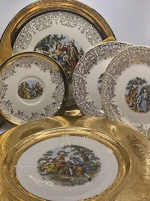 Vtg Grouping Of Gilded English China Courting Patterns Victorian Romantic • $49.99