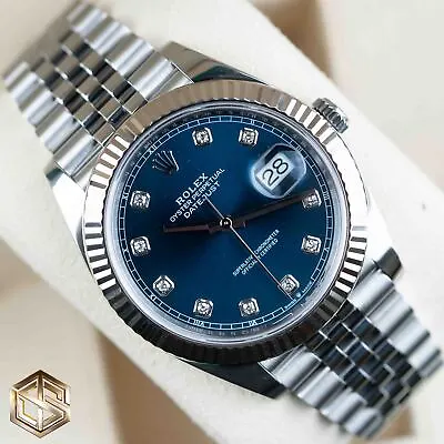 Rolex 126334 Datejust 41 Blue Diamond Dial Jubilee 2020 Full Set Watch • £11995