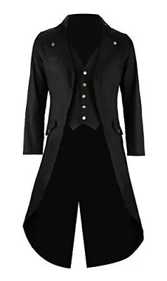 Men's Vintage Tailcoat Jacket Gothic Victorian Coat Uniform XX-Large Black • $34.99
