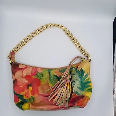 Maurizio Taiuti Floral Leather Purse Handbag Chain Strap Multicolor • $40